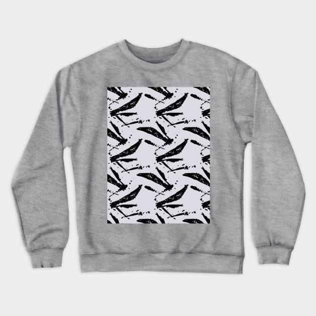 Black strokes and spots on a gray background, abstraction Crewneck Sweatshirt by grafinya